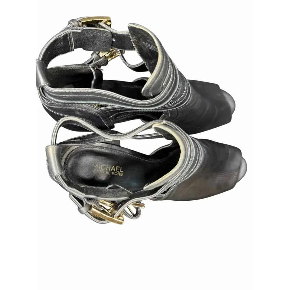 Michael Kors Black Leather Healed Booties- size 8.5
